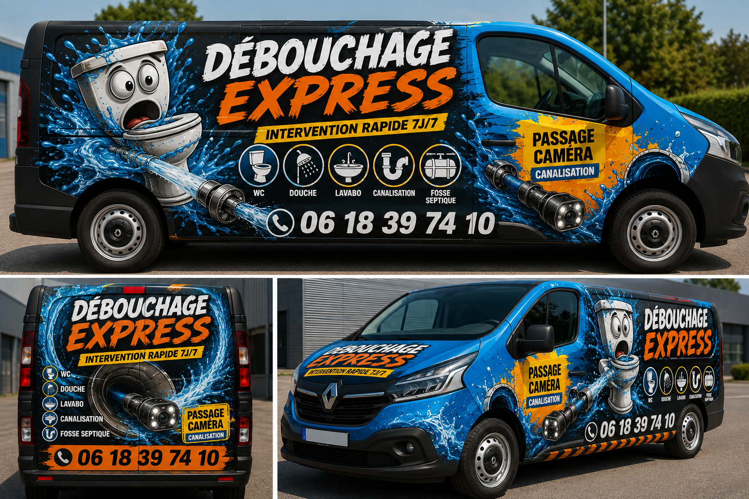 Véhicule Débouchage Express avec passage caméra canalisation